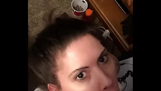 Sucking bbc cum